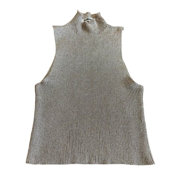 Red Berry Sleeveless Mock Neck tank Top Stretch Metallic Textured Size Small - Picture 1 of 10